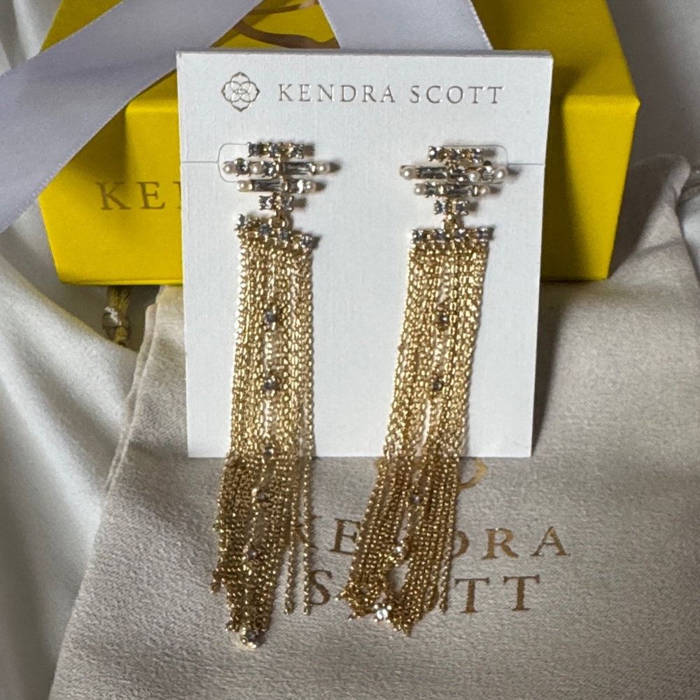 Kendra Scott Gold Madelyn Statement Tassel Chain Earrings